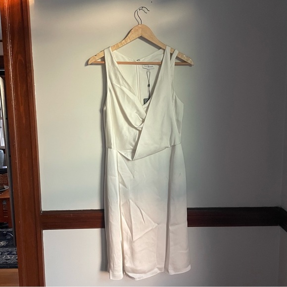Halston Cream Satin Cowl Neck Cocktail Dress NWT - Picture 1 of 4